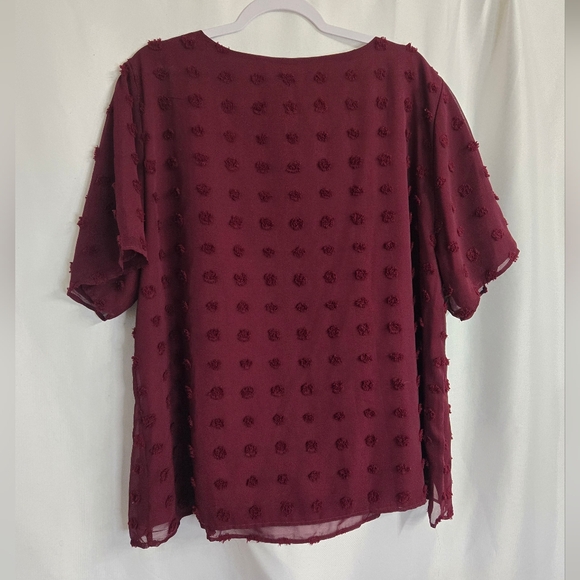 Blooming Jelly Wine/Burgundy Lined Flowy Holiday Top. Plus Size XXXL - Picture 2 of 8